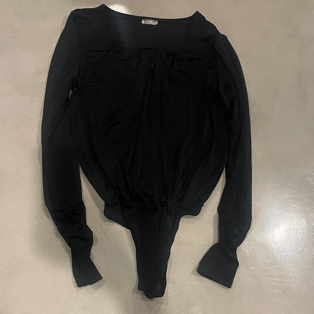 Elegant Black Long Sleeve Women's Free People Kaya Bodysuit